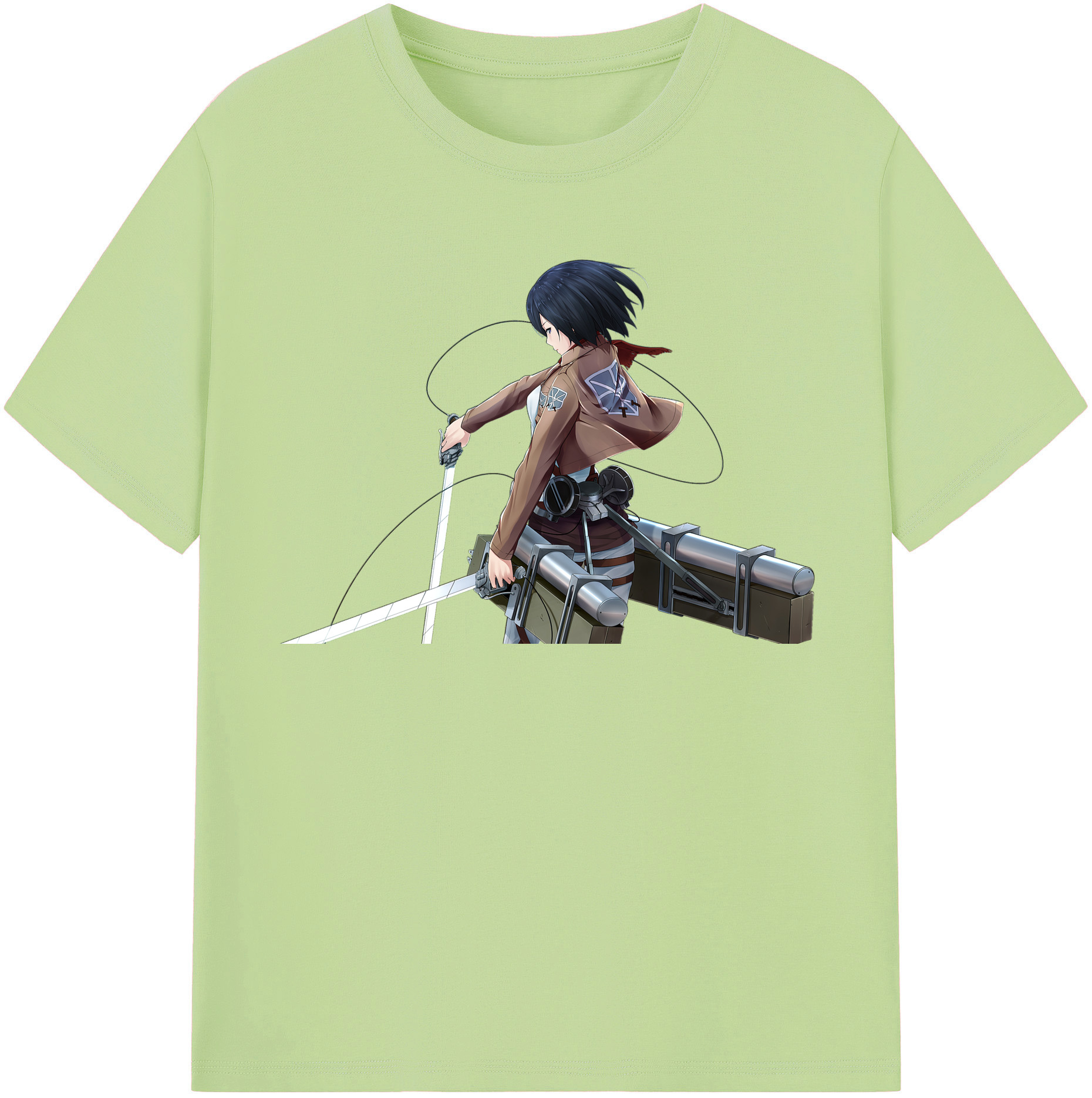 （画像用） 進撃の巨人 ミカサ·アッカーマン Attack on Titan Mikasa Ackerman 綿100％半袖Tシャツ（フロントプリント）
